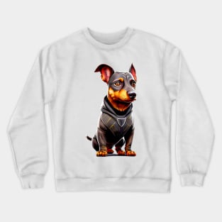 Futuristic Fido: Sleek Dachshund in Black and Silver Suit Tee Crewneck Sweatshirt